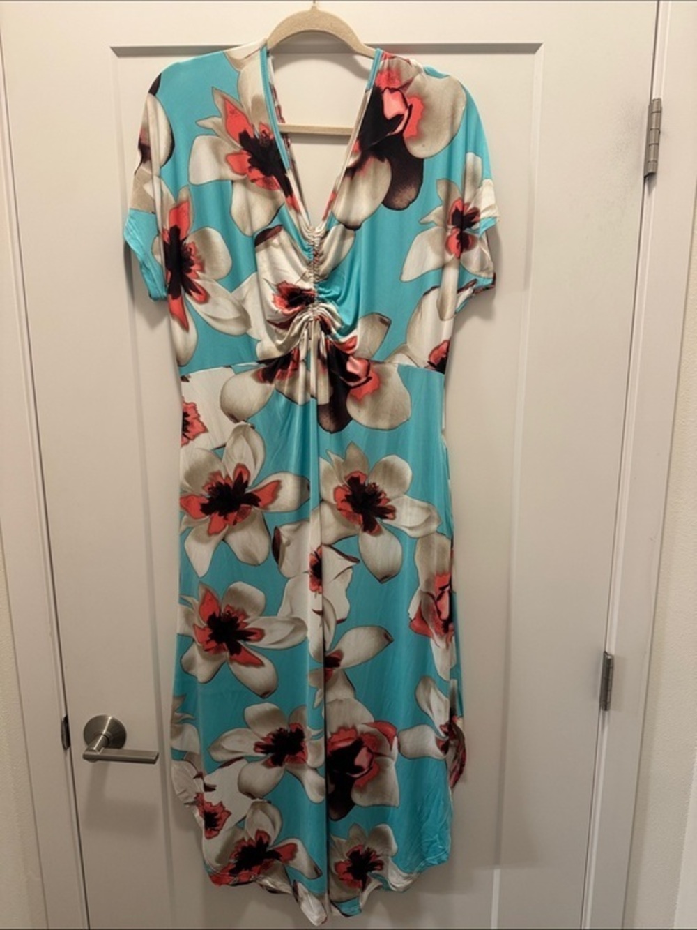 🆕 Hailey & Co Floral Turquoise Maxi Dress with Cinch Front. M. NWOT!🔥